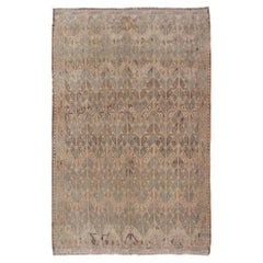 Türkischer Vintage-Kelim-Teppich im Vintage-Stil mit komplizierten geometrischen Mustern in Erde6'10 x 11'6