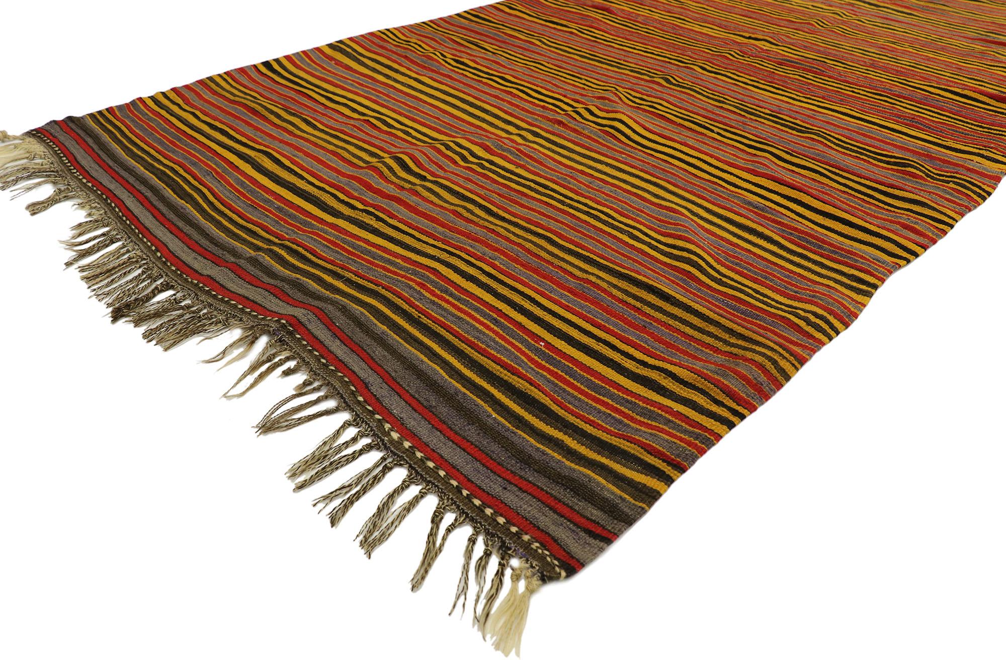 Hand-Woven Vintage Turkish Kilim Rug with Mid-Century Modern Style For Sale