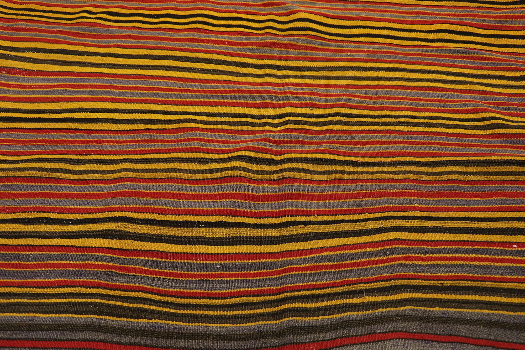 Wool Vintage Turkish Kilim Rug with Mid-Century Modern Style For Sale