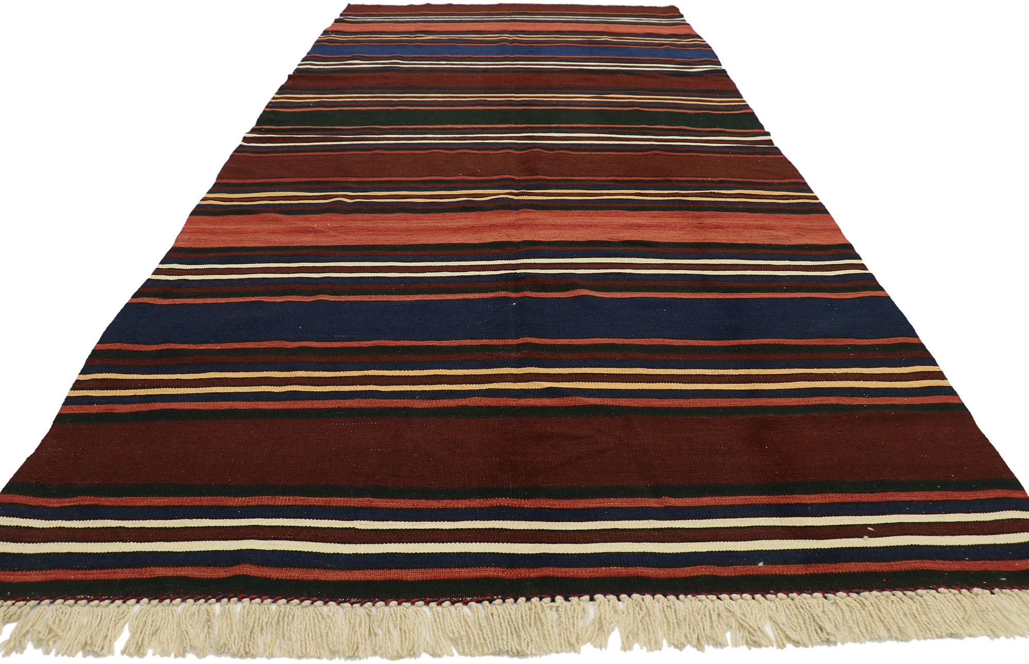 Hand-Woven Vintage Turkish Kilim Rug with Modern Cabin Adirondack Style For Sale