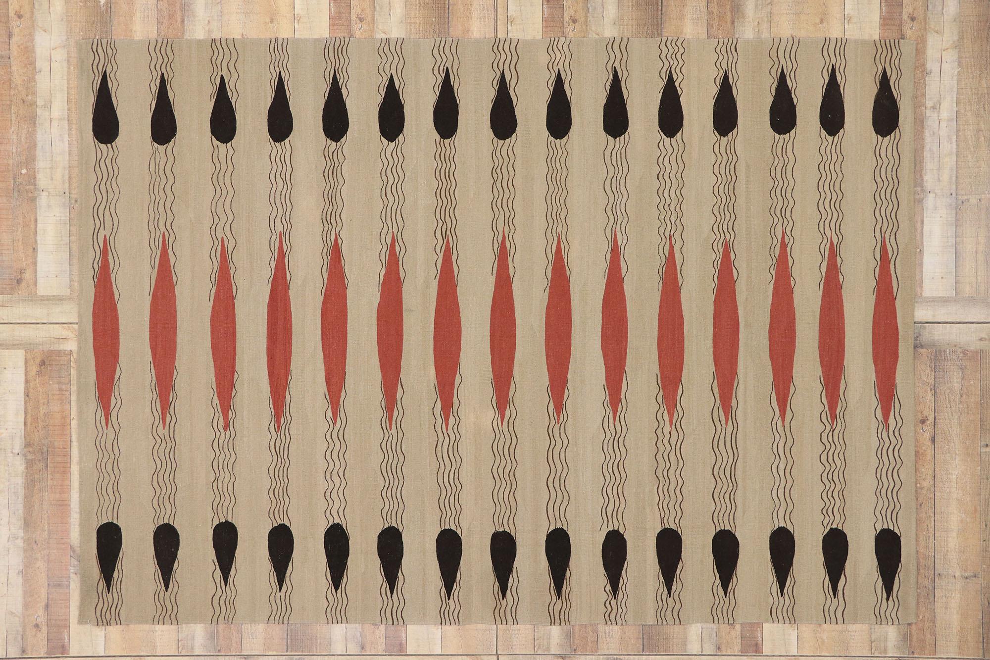 Vintage Turkish Kilim Rug with Modern Navajo Style 3