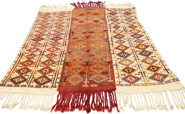 Vintage Turkish Kilim Rug with Pacific Northwest Tribal Boho Chic Style ...