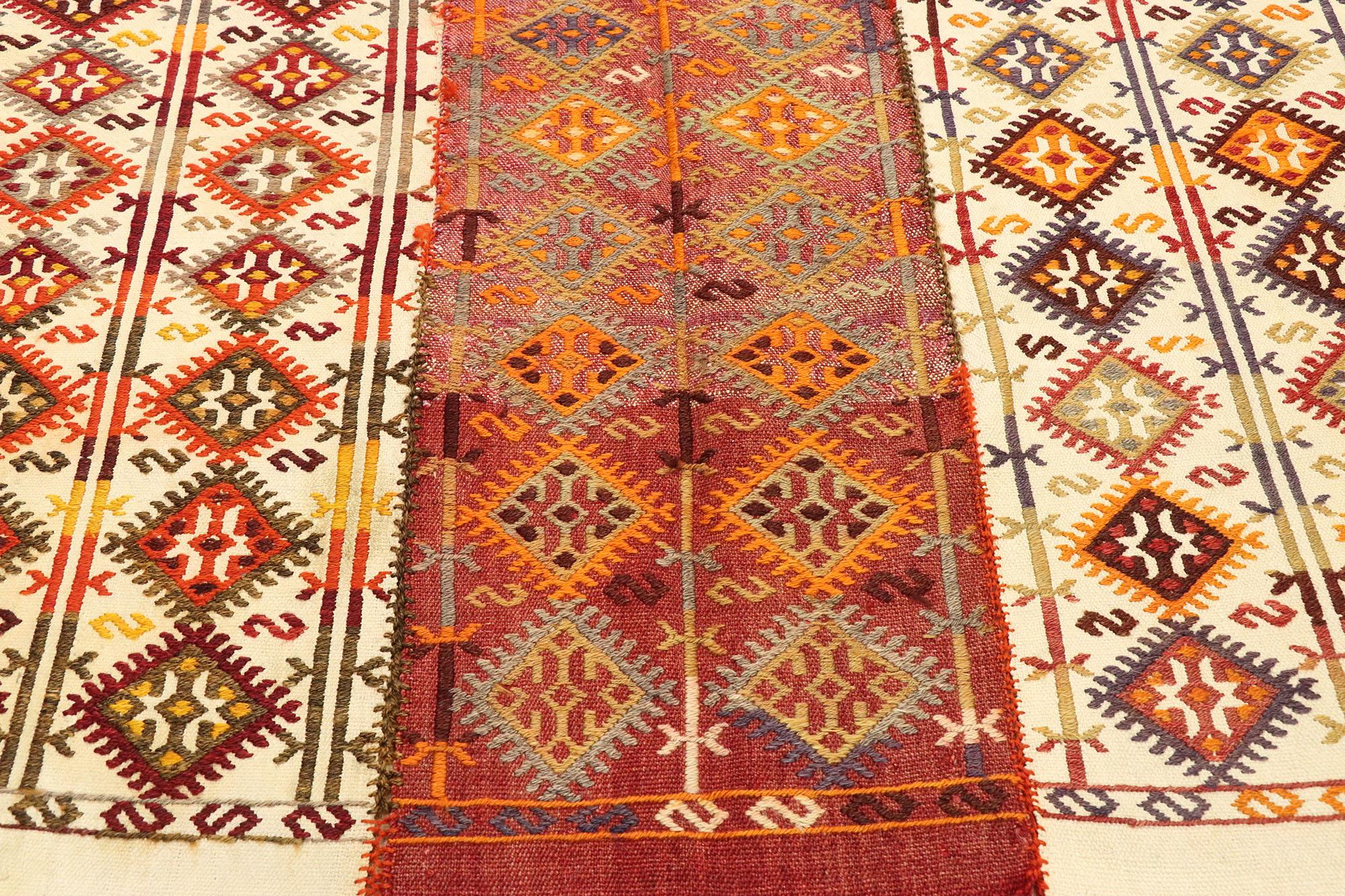 Hand-Woven Vintage Turkish Kilim Rug with Pacific Northwest Tribal Boho Chic Style For Sale