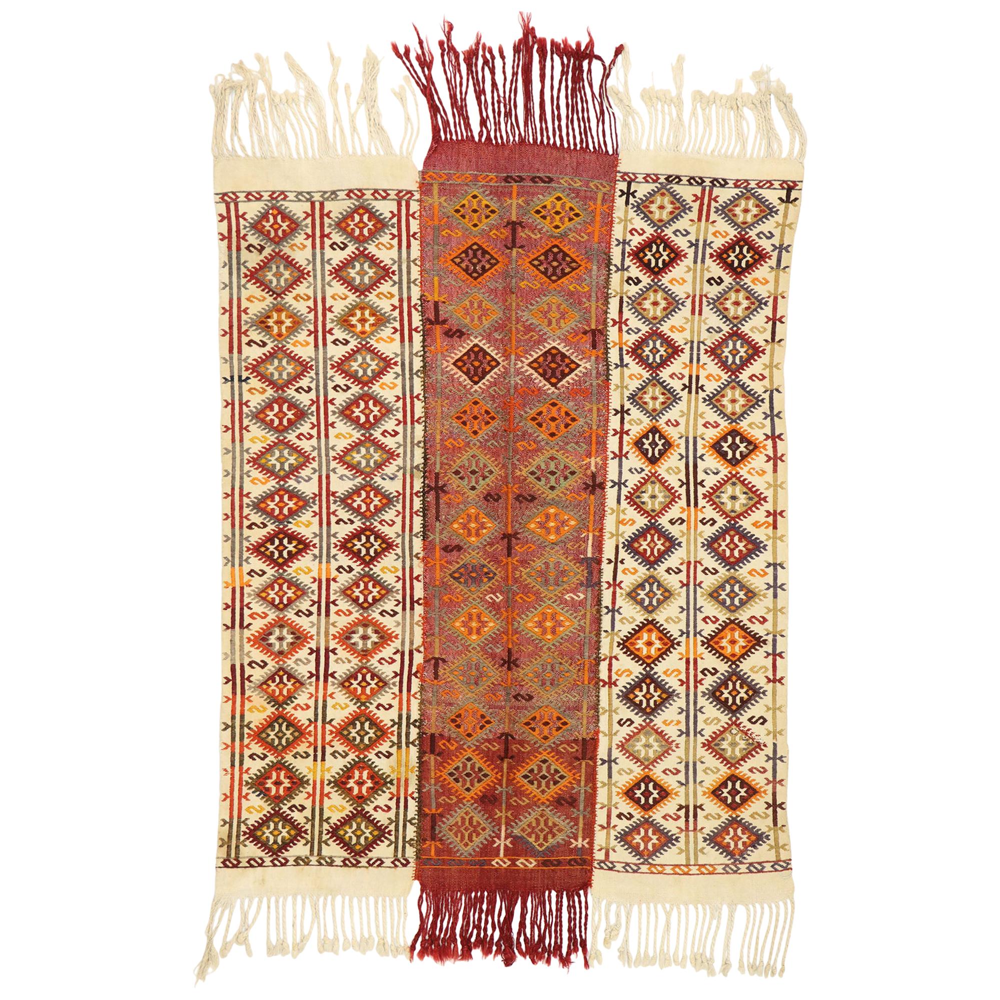 Vintage Turkish Kilim Rug with Pacific Northwest Tribal Boho Chic Style