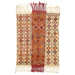 Tapis Kilim turc vintage avec motif tribal du Nord-Ouest Pacifique et style Boho Chic