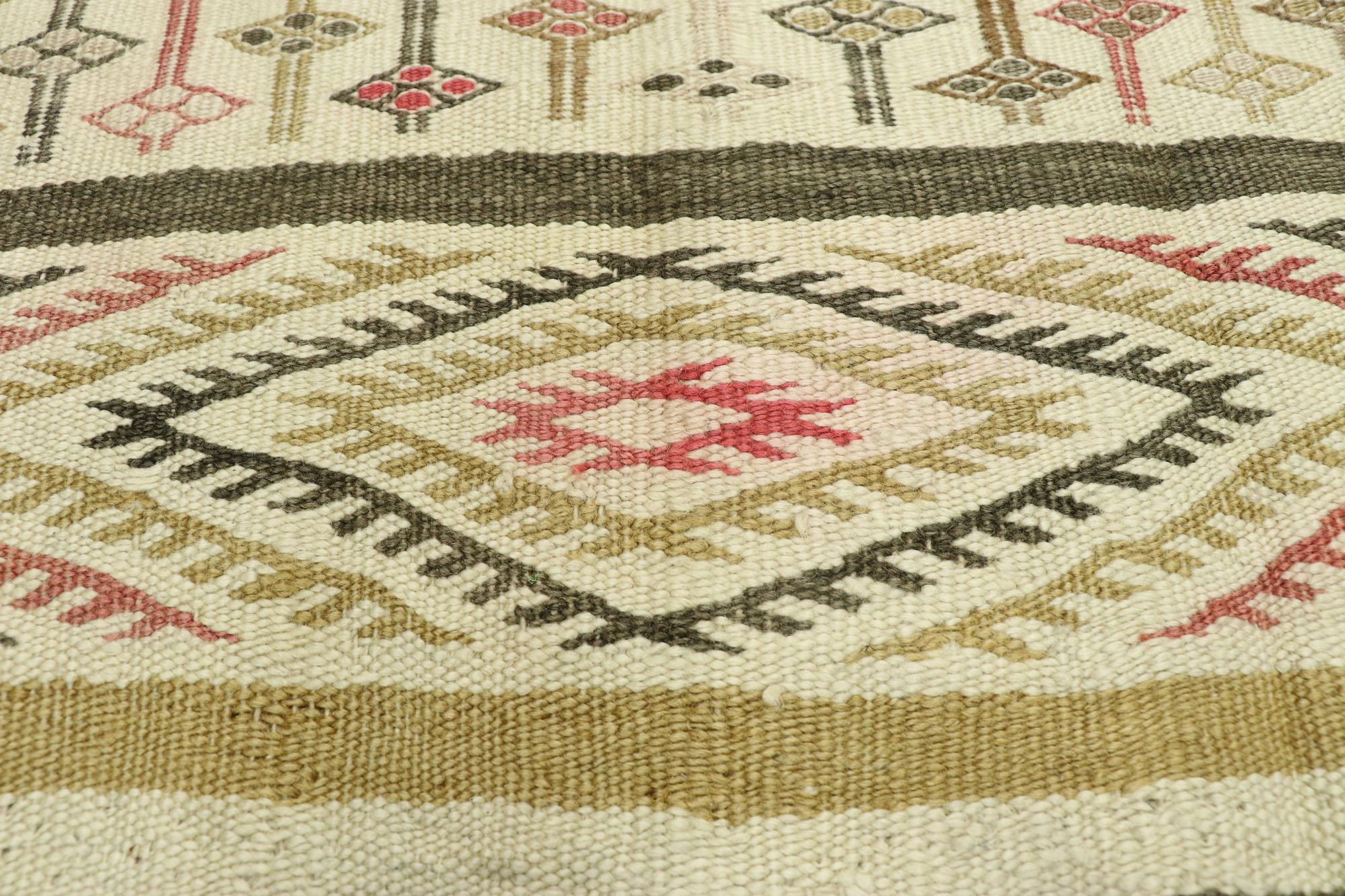 Hand-Woven Vintage Turkish Kilim Rug with Rustic Lodge Style and Modern Tribal Vibes For Sale