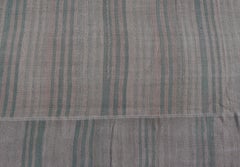 Vintage Turkish Kilim Rug with Soft Aqua, Misty Gray, and Faded Stone Stripes