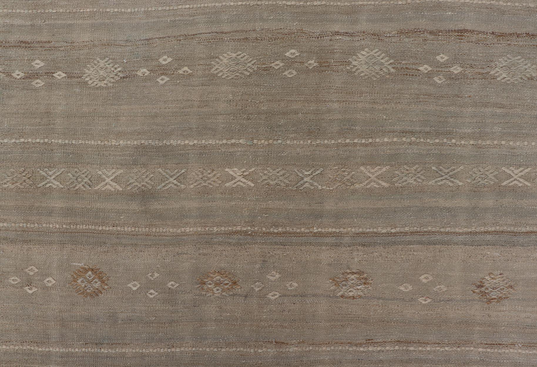 Vintage Turkish Kilim Rug With Soft Beige and Pastel Accents 6'0 x 11'0 For Sale 1