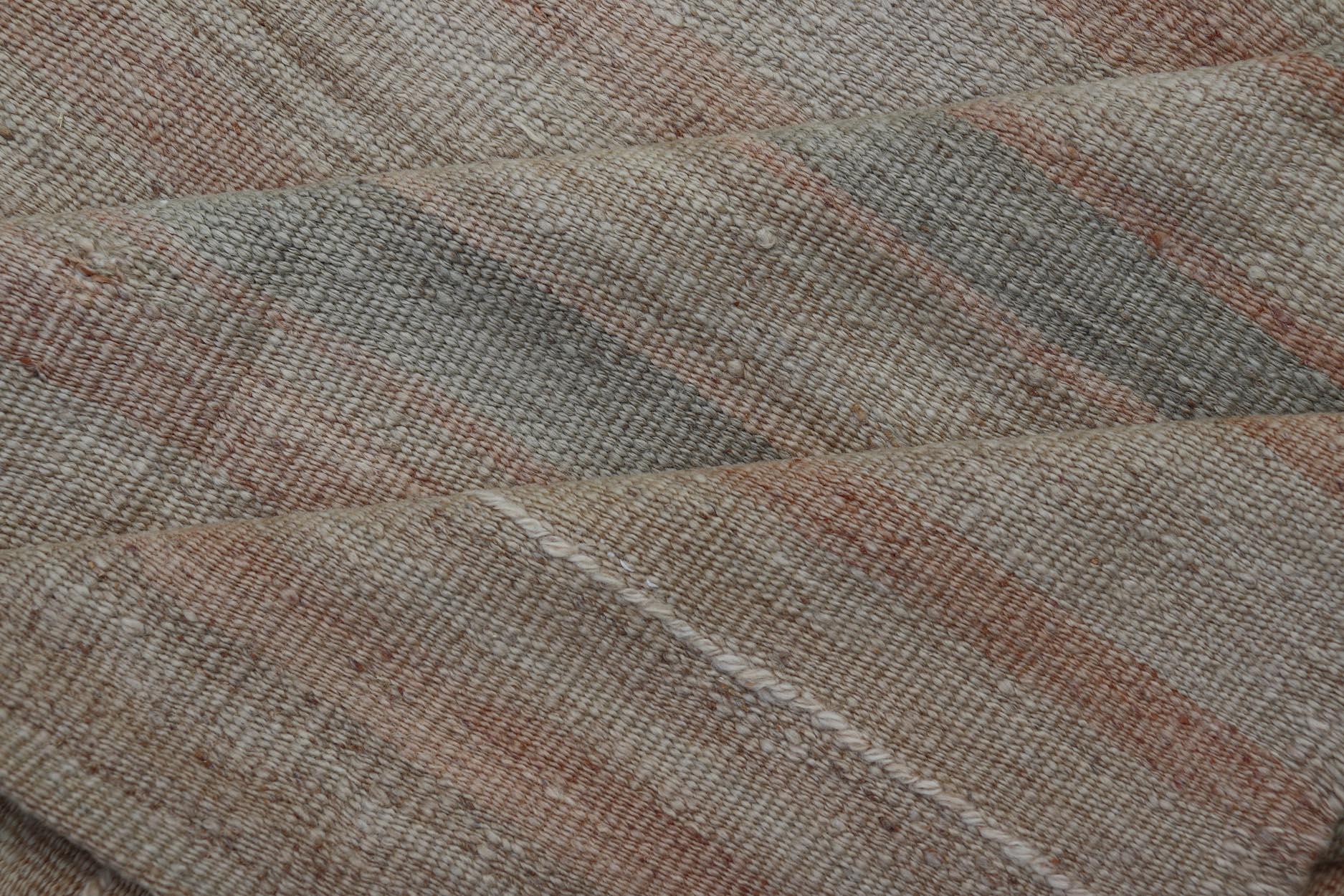 Vintage Rug & Kilim turco con morbide strisce pastello e toni terrosi 4'8 x 6'11 in vendita 3