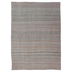 Vintage Rug & Kilim turco con morbide strisce pastello e toni terrosi 4'8 x 6'11