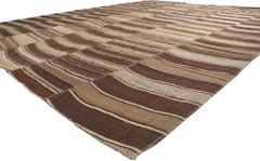 Earth-Tone Vintage Turkish Kilim Rug, Wabi-Sabi Embraces Sustainable Design