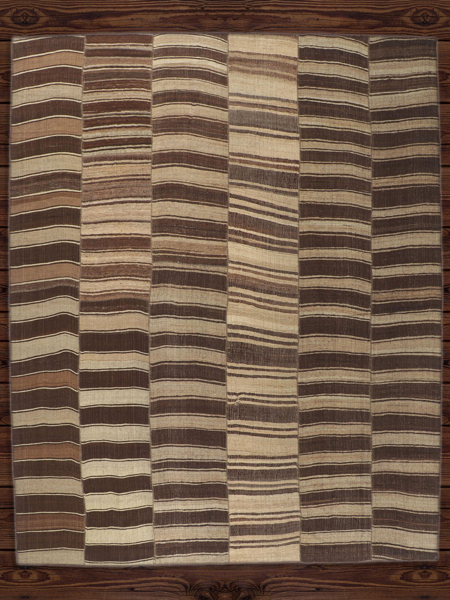 Earth-Tone Vintage Turkish Kilim Rug, Wabi-Sabi Embraces Sustainable Design For Sale 2