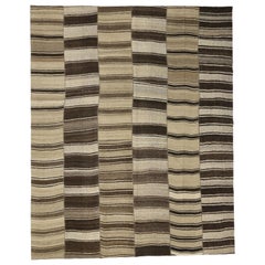 Vintage Turkish Kilim Rug with Stripes and Modern Style