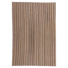 Retro Turkish Kilim Rug with Stripes and Modern Style with Neutral Colors