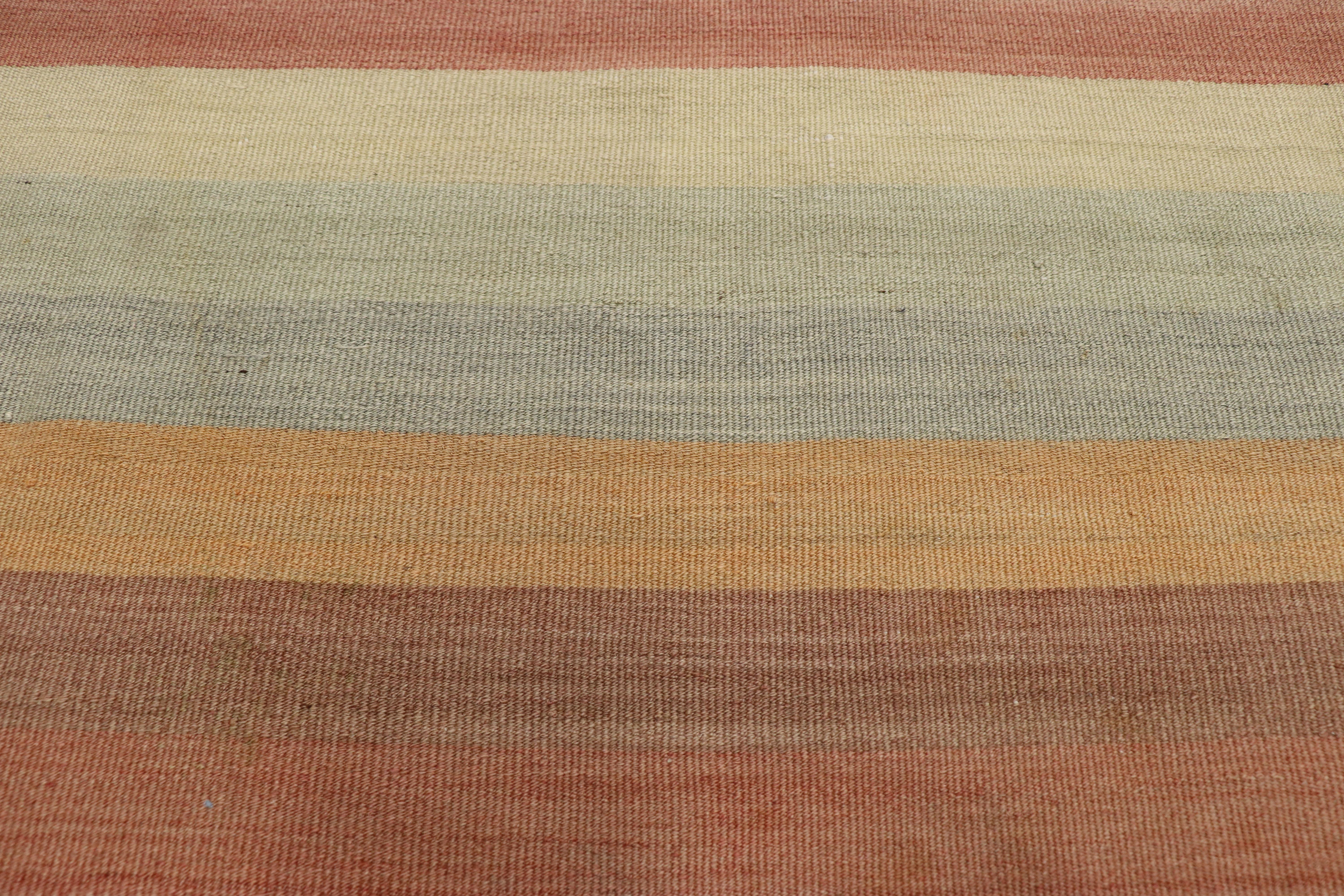 20th Century Vintage Turkish Striped Kilim Rug with Soft Colors, Flat-Weave Rug
