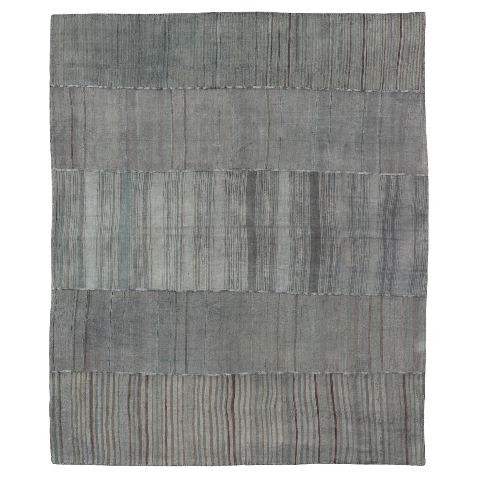 Alfombra Kilim Turca Vintage Con Sutiles Tonos Tierra  10'5 x 13'4