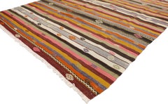 Vintage Turkish Kilim Rug with Tribal Style Boho Chic Flat-Weave Kilim Rug