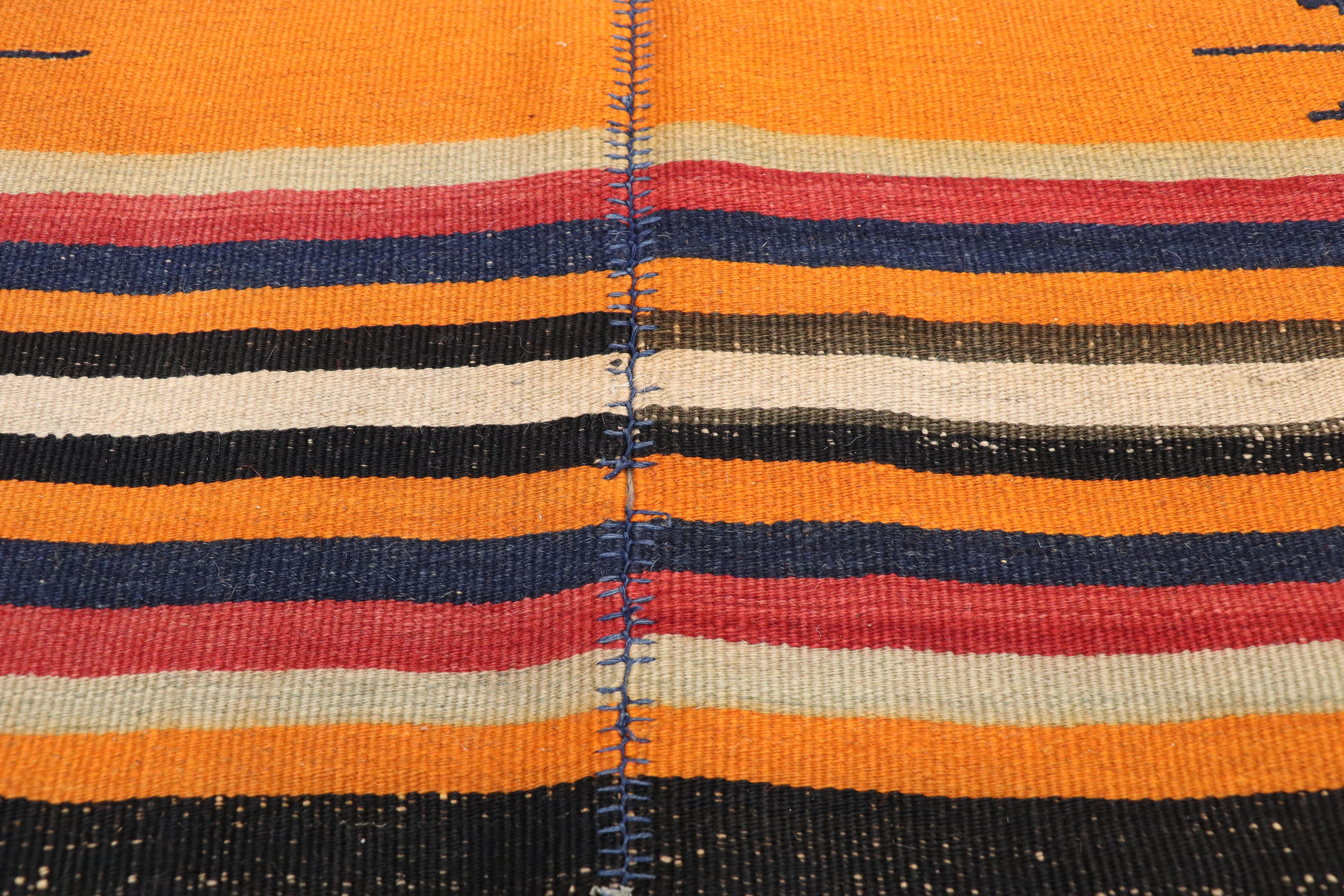 Hand-Woven Vintage Turkish Kilim Rug with Tribal Style, Flat-Weave Rug For Sale