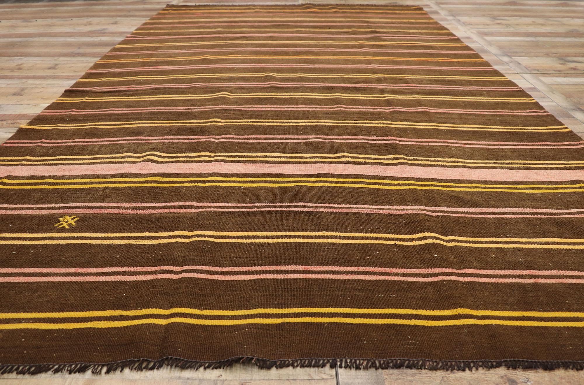 Vintage Turkish Kilim Rug with Tribal Style, Flat-Weave Rug For Sale 2