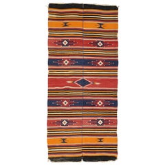 Tapis Kilim turc vintage de style tribal, tissage plat