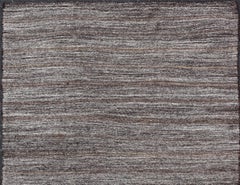 Vintage Turkish Kilim Rug with Variegated Stripes in Charcoal, Gray & Ivory