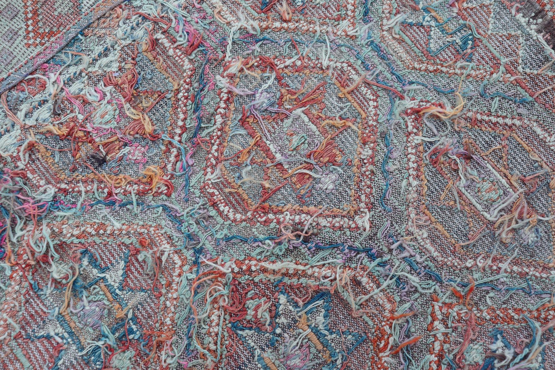 Wool Vintage Turkish Kilim Rug With Vibrant Star Geometric Patterns 6'0 x 9'3 For Sale