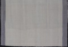 Vintage Turkish Kilim Rug with White Field and Light Lavender Border