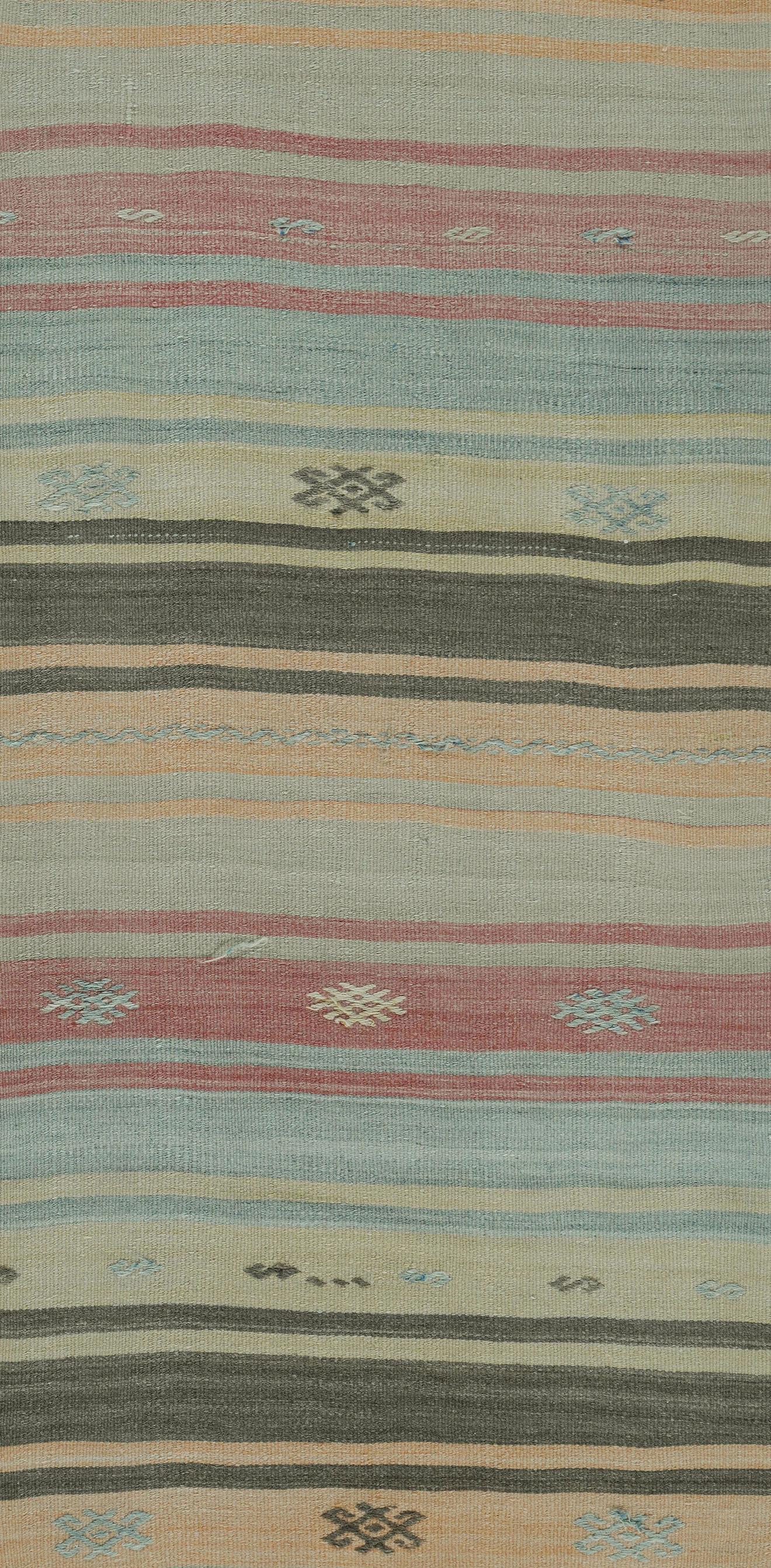 Türkischer Vintage-Kelim-Läufer im Vintage-Stil 2'6 X 13'4 im Angebot 3