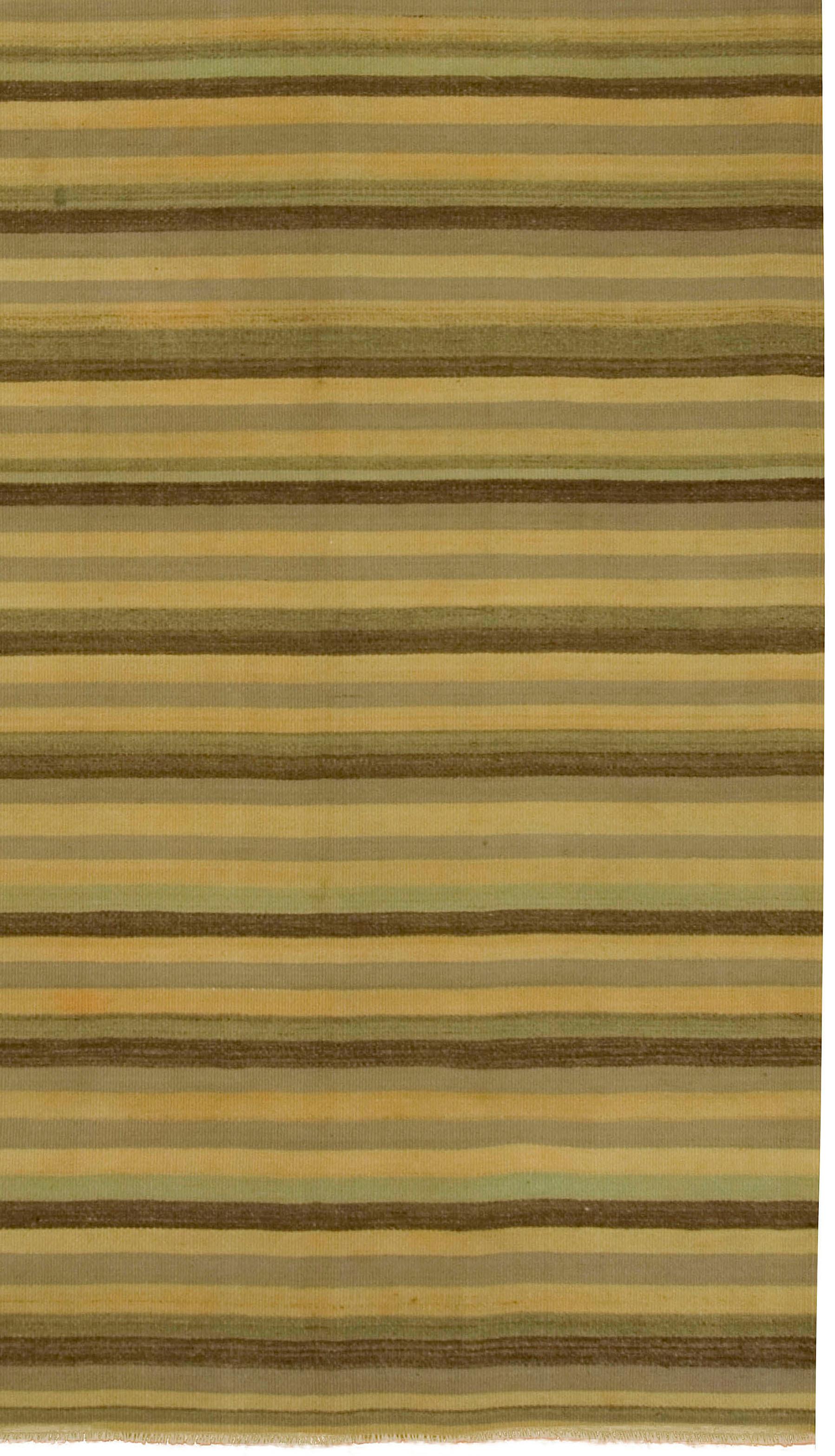 Vintage Turkish Kilim runner, measure: 4'4 x 10'10. This vintage Turkish flat-weave Kilim was handwoven in the 1950s. The simplicity and boldness of these pieces can also give a contemporary feel and can look at home in both a modern or traditional