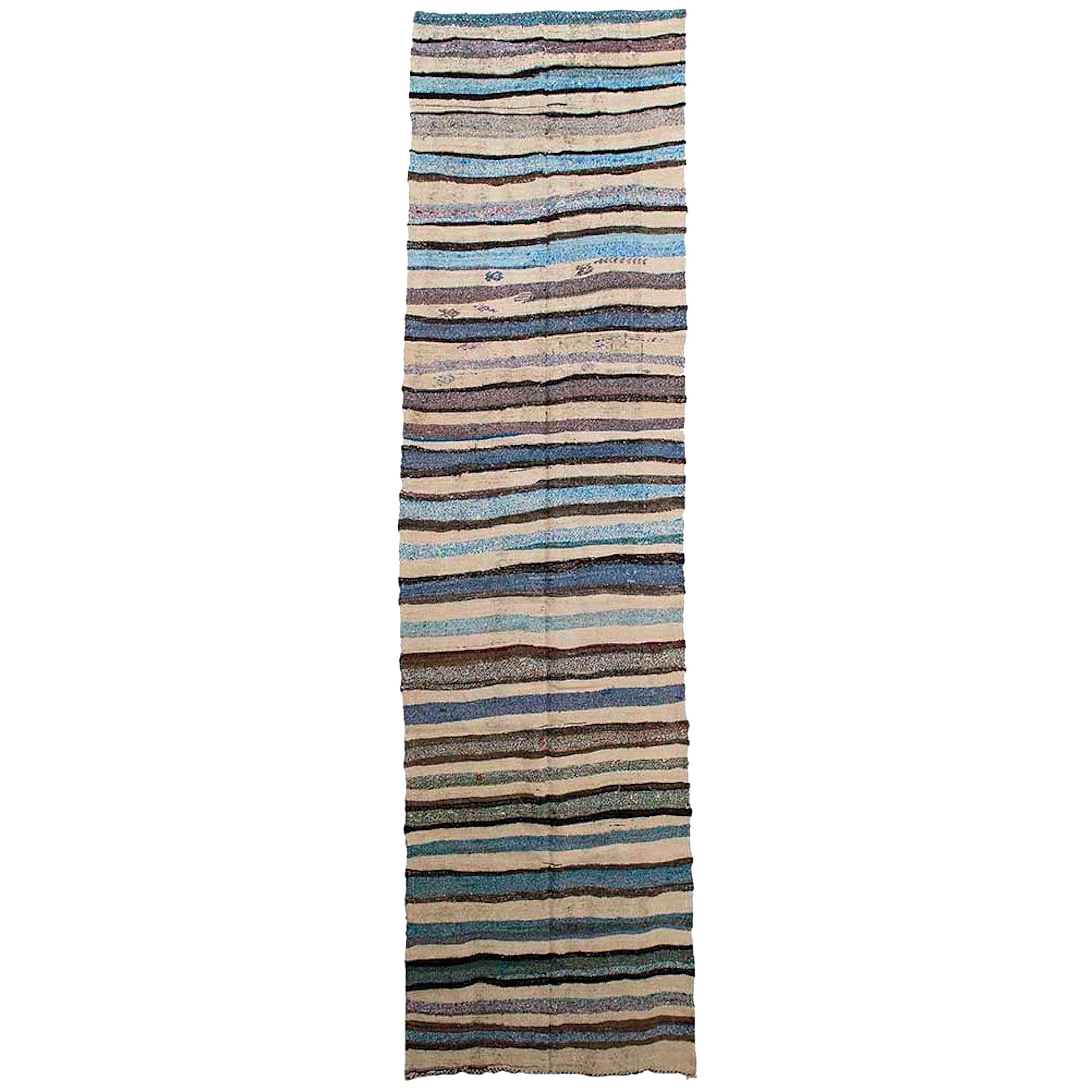 Vintage Turkish Kilim Runner, Flat-Weave For Sale