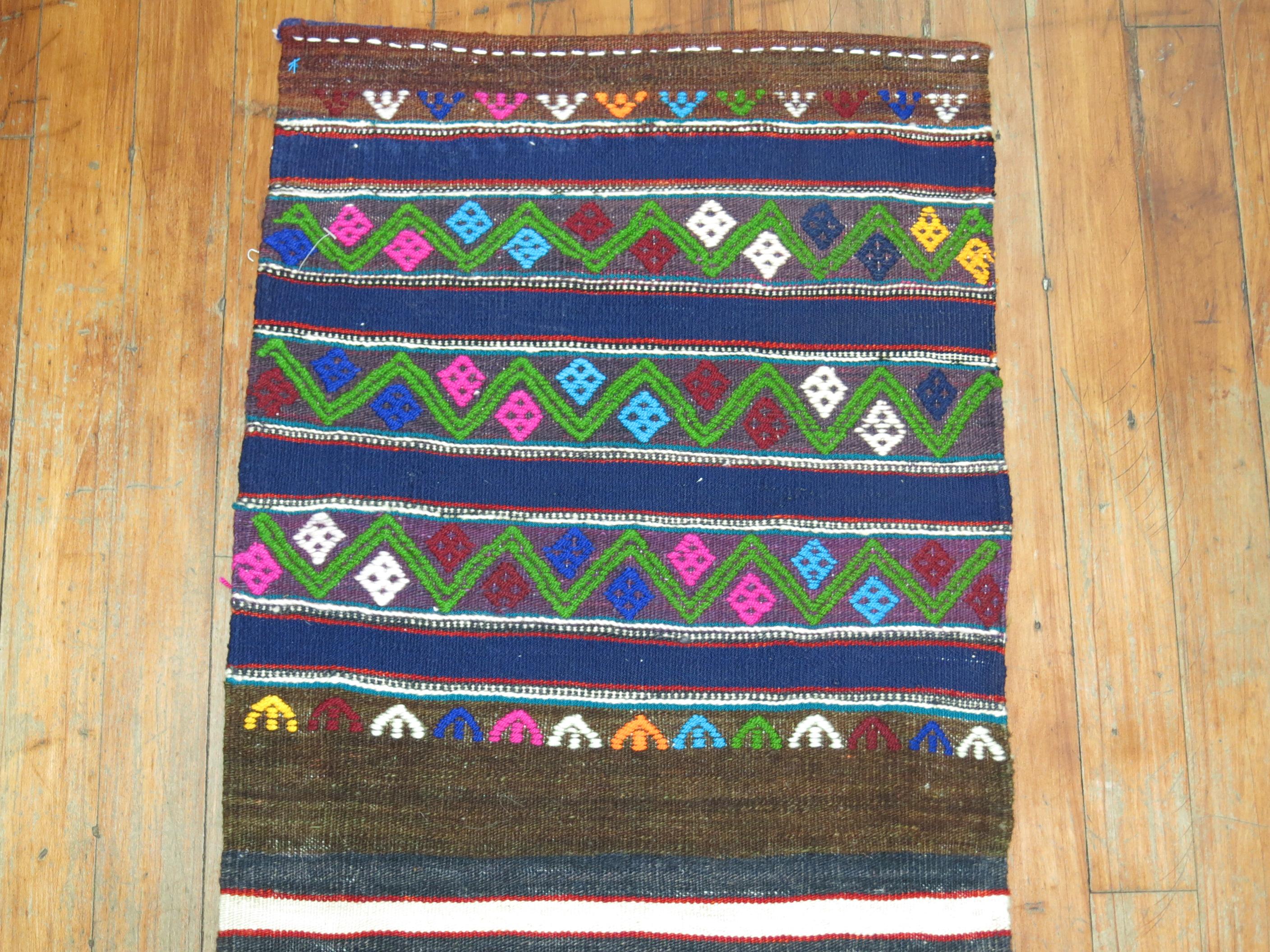 Vintage Turkish Kilim Runner In Excellent Condition For Sale In New York, NY