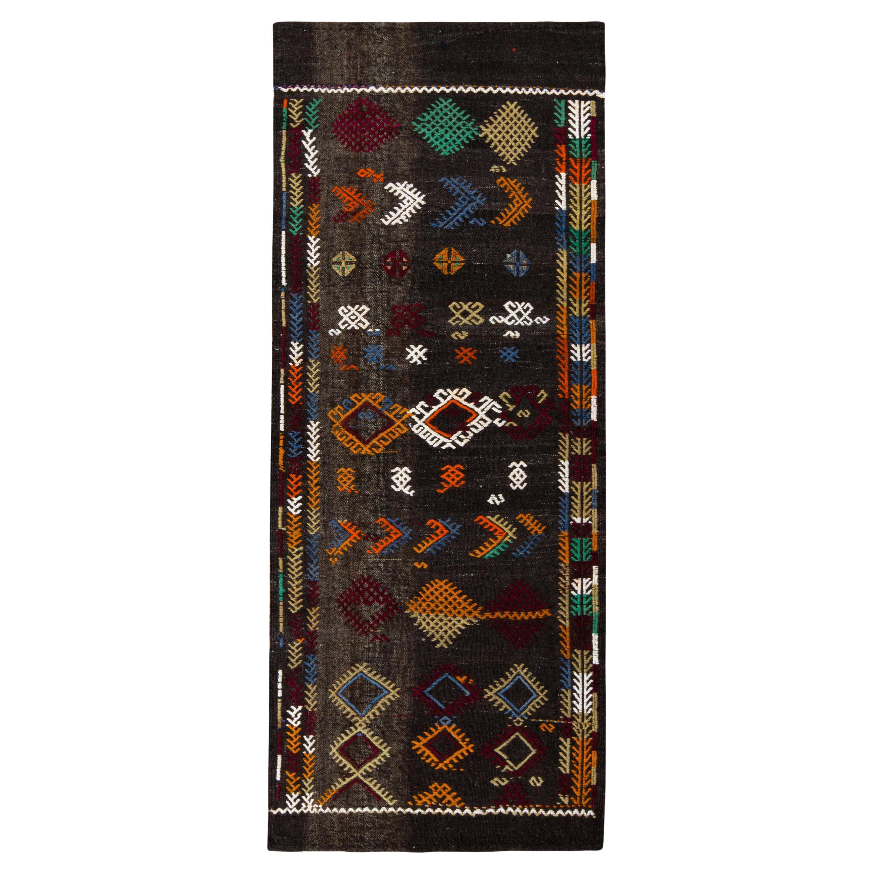 Vintage Turkish runner in Rust Red and Brown Geometric Pattern by Rug ...