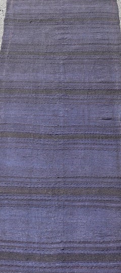 Vintage Turkish Kilim Runner In Deep Blue and Purple Tones 2'2 x 7'4