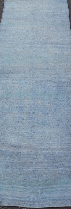 Vintage Turkish Kilim Runner in Soft Blue and Gray Hues 2'4 x 8'0