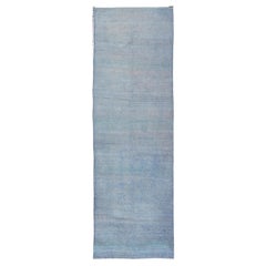 Vintage Turkish Kilim Runner in Soft Blue and Gray Hues 2'4 x 8'0