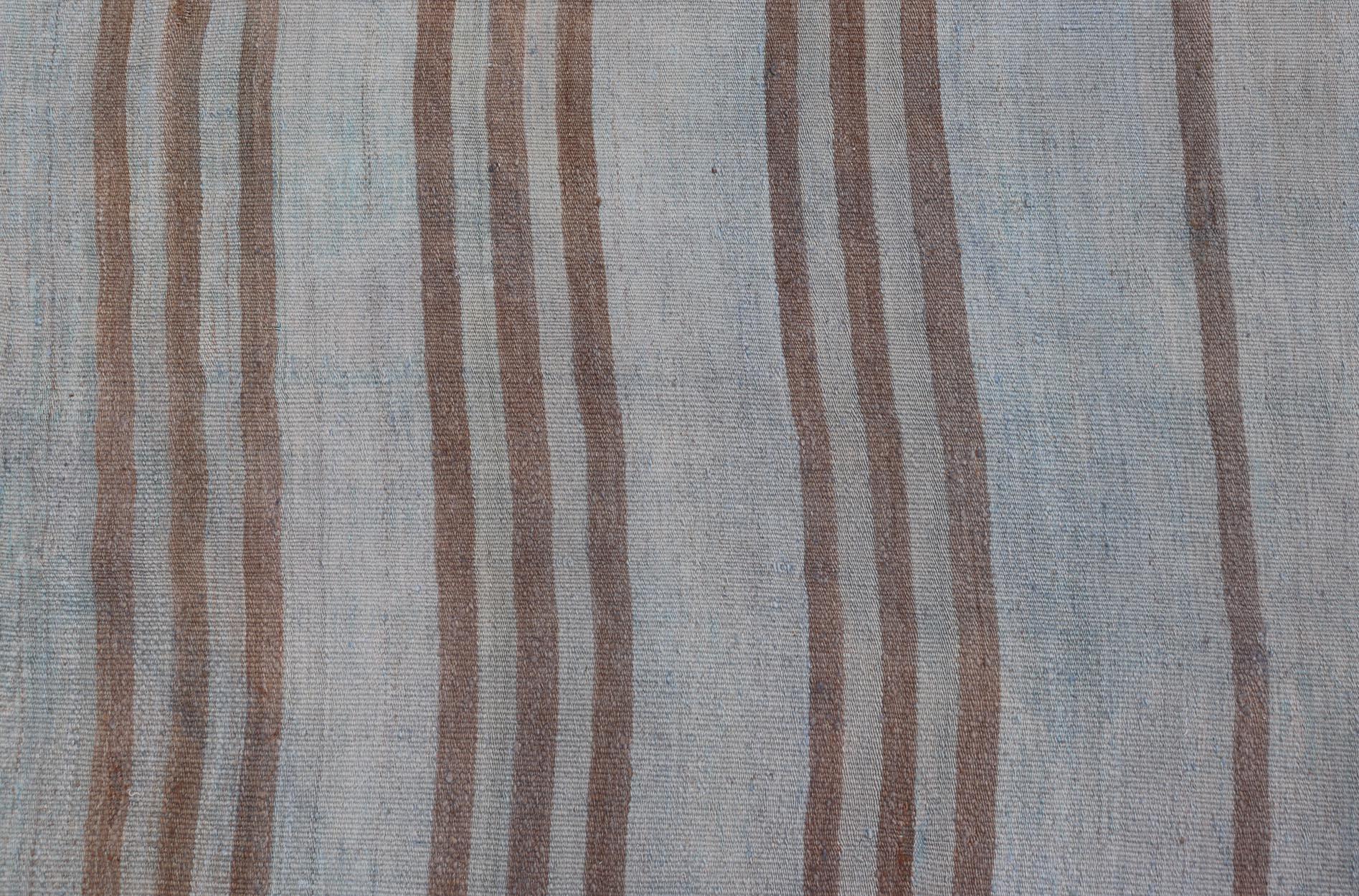 Measures: 2'6 x 12'2 
Vintage Turkish Kilim Runner In Soft Cream and Beige Stripes 2'6 x 12'2
Keivan Woven Arts / Rug / EN-14338 Country of origin / type: Turkey / Kilim 

This Turkish Kilim runner embodies the timeless elegance and skilled