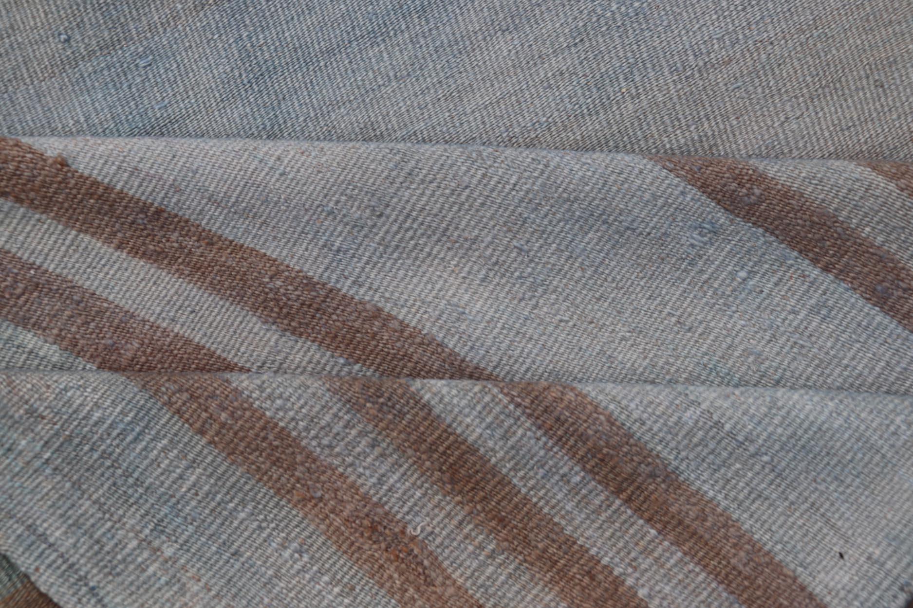 Vintage Turkish Kilim Runner In Soft Cream and Beige Stripes 2'6 x 12'2 For Sale 3