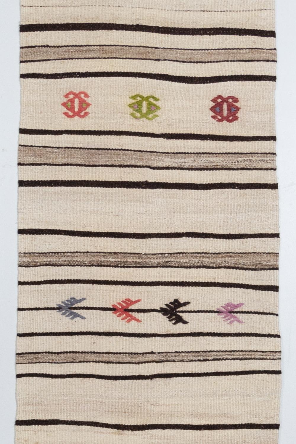 Age: mid-century

Pile: flatweave

Wear Notes: 0

Material: hemp and wool

Vintage rugs are made by hand over the course of months, sometimes years. Their imperfections and wear are evidence of the hard working human hands that made them and