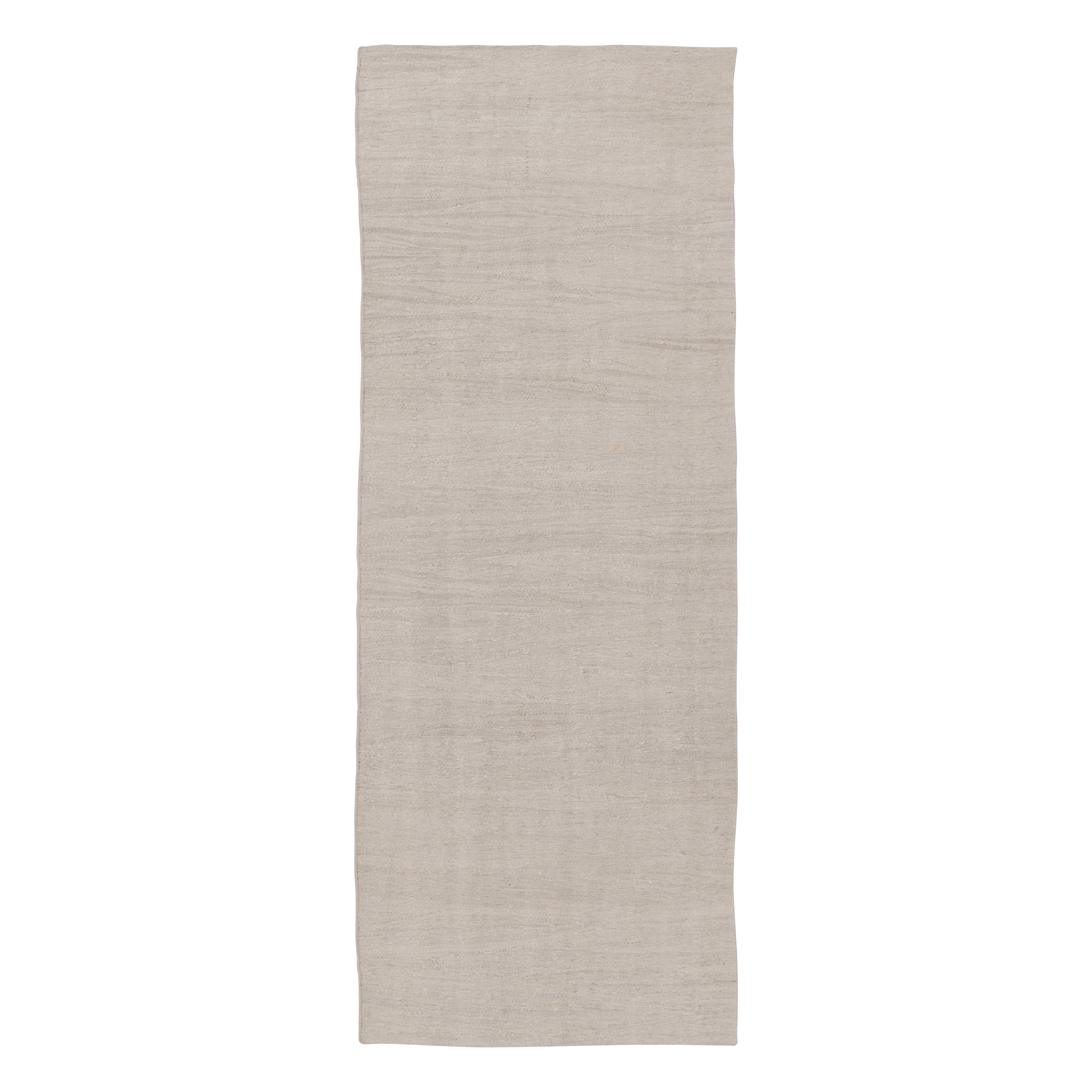 Vintage Turkish Kilim Runner Rug in Solid White Tone-on-Tone - Rug 
Kilim For Sale