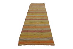 Vintage Turkish Kilim Runner, Striped Hallway Runner