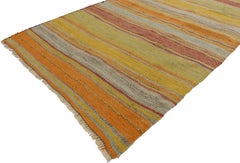 Vintage Turkish Kilim Runner, Striped Hallway Runner