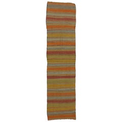 Vintage Turkish Kilim Runner, Striped Hallway Runner Vintage Turkish Kilim Runner, Striped Hallway Runner
