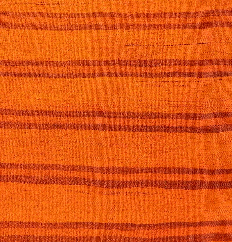 20th Century Vintage Turkish Kilim Runner -Vibrant Orange Stripes and Rustic Charm 2'9 x 12'0 For Sale