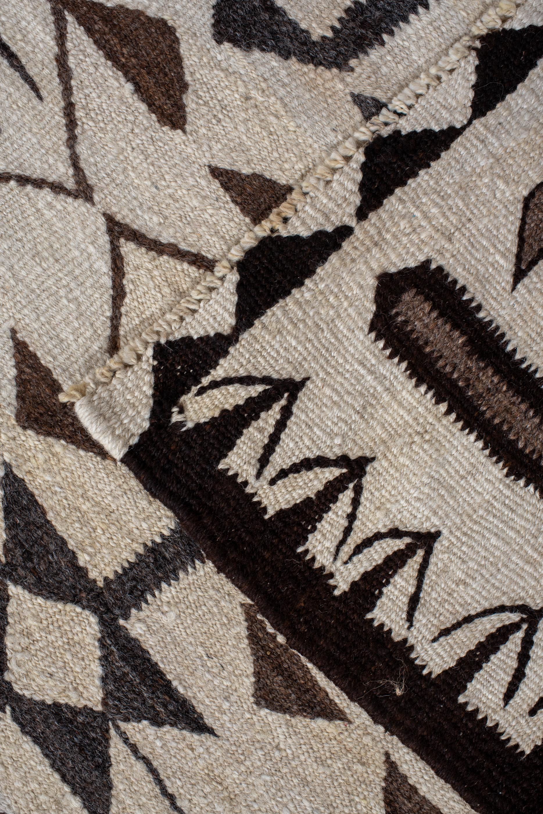 20th Century Vintage Turkish Kilim Runner with Beige Field and Black border For Sale