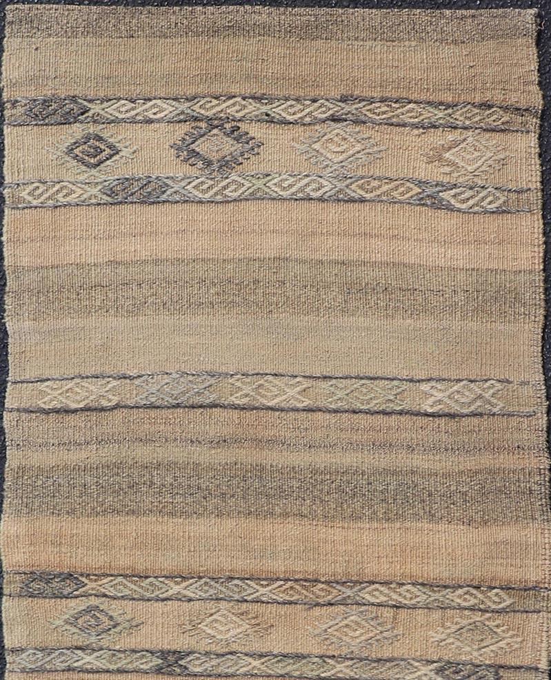 Measures: 2'6 x 6'8 
Vintage Turkish Kilim Runner With Earthy Tones and Geometric Designs 2'6 x 6'8. Keivan Woven Arts / Rug / EN-15595 Country of origin / type: Turkey / Kilim 

Vintage Turkish kilim runner is a stunning example of traditional