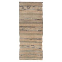 Vintage Turkish Kilim Runner With Earthy Tones and Geometric Designs 2'6 x 6'8