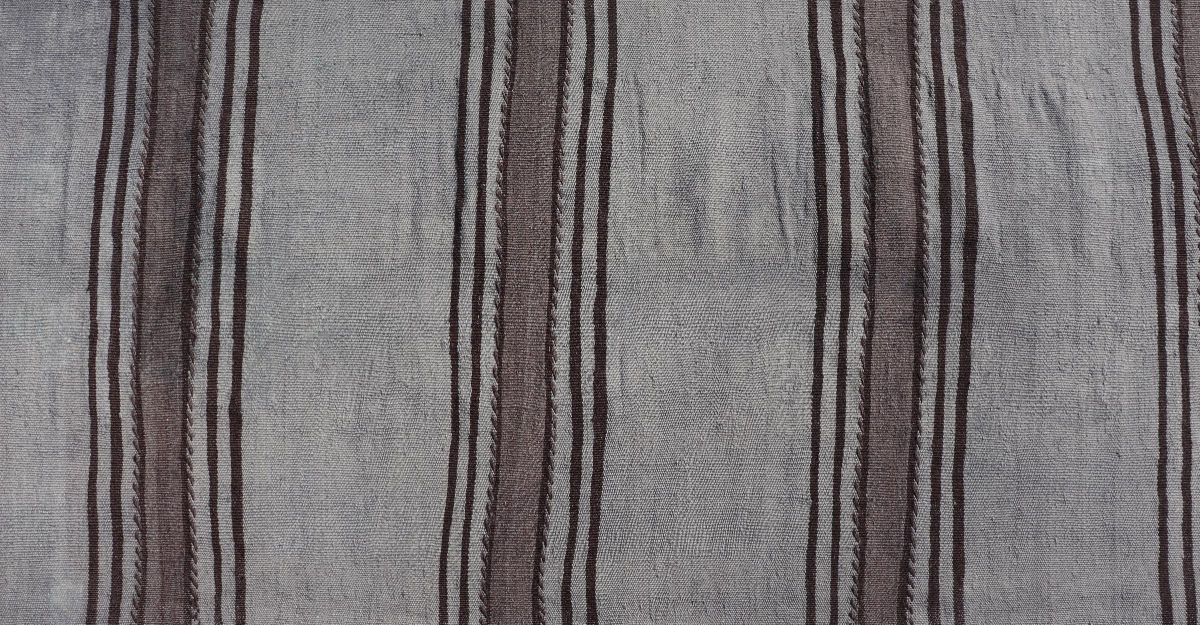 Runner Kilim turco vintage a strisce grigie e marroni 2'5 x 10'5 in vendita 3