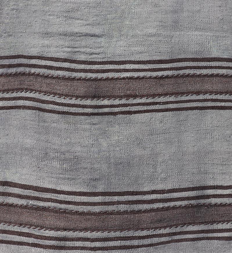 Runner Kilim turco vintage a strisce grigie e marroni 2'5 x 10'5 in vendita 2