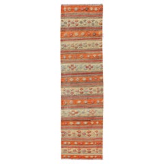 Runner Kilim turco vintage a righe arancioni, taupe e blu tenue2
11 x 11
7