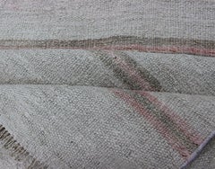 Vintage Turkish Kilim Runner with Stripes in Light Coral and Neutral Tones